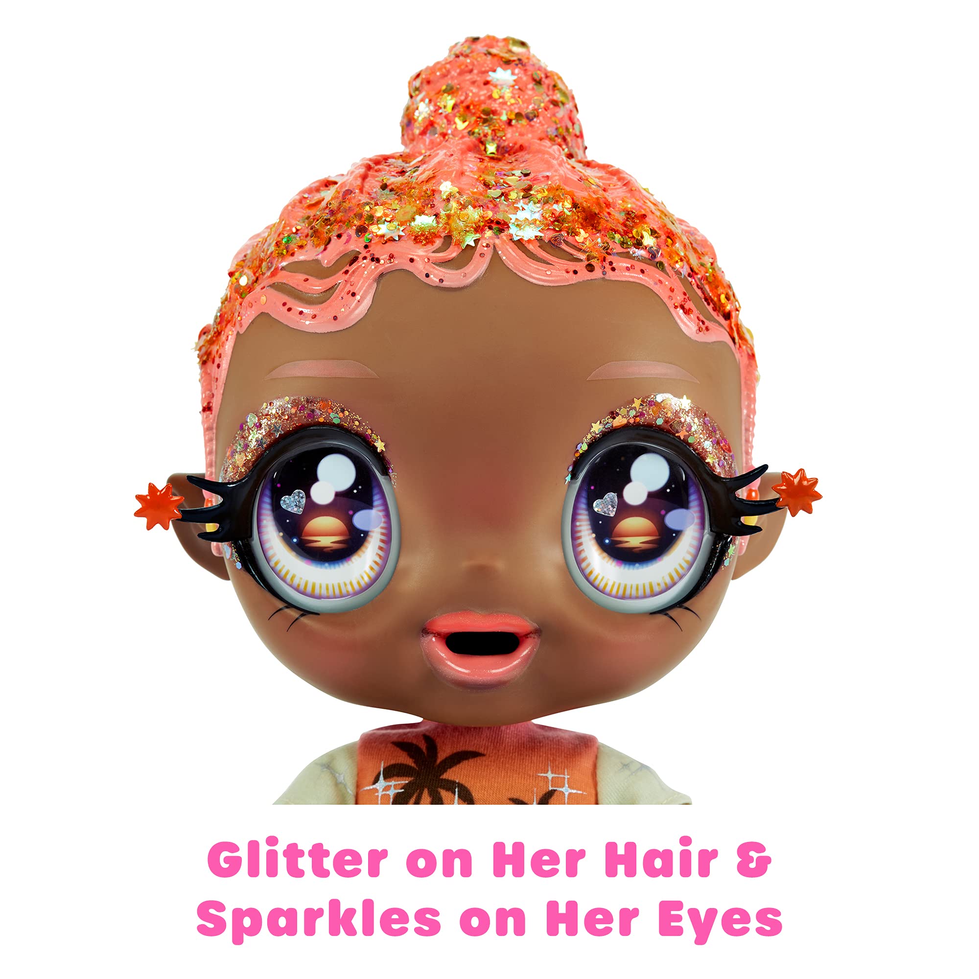 MGA's Glitter Baby Doll with Color Changes, Pink Hair, Sunset Outfit, Bottle - Gift for Kids Ages 3-5+ - Image 5