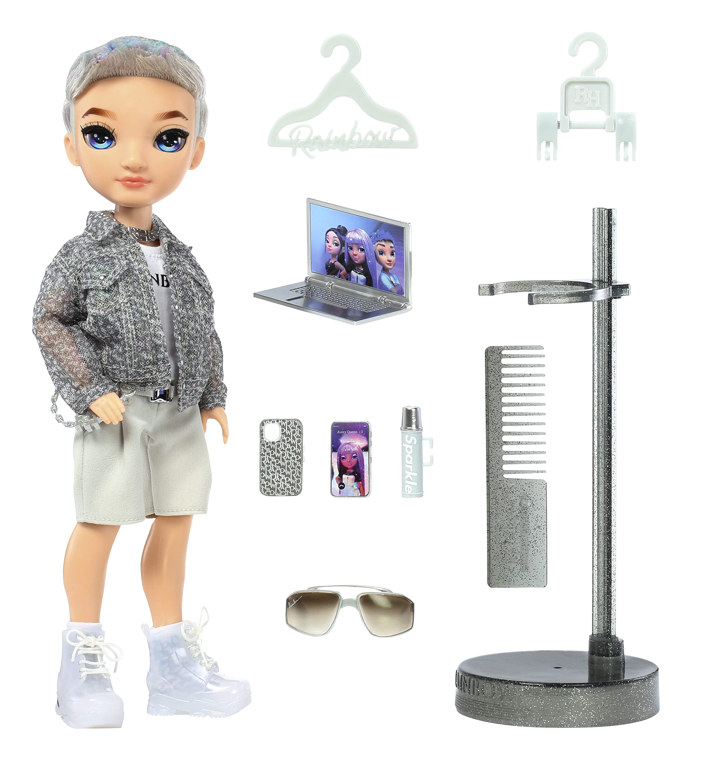Rainbow High Aidan- Purple Boy Fashion Doll. Fashionable Outfit & 10+ Colorful Play Accessories. Great Gift for Kids 4-12 Years Old and Collectors. - Image 3