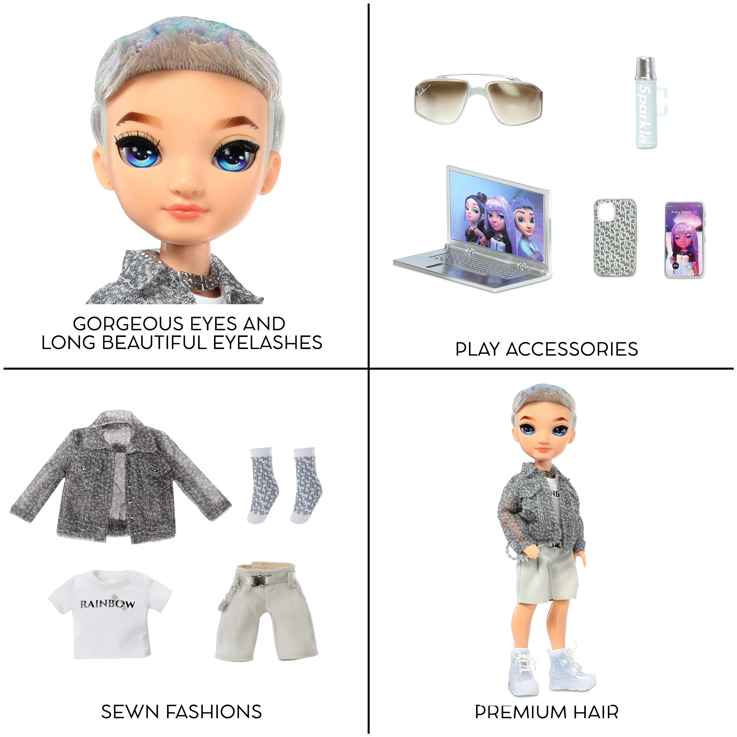 Rainbow High Aidan- Purple Boy Fashion Doll. Fashionable Outfit & 10+ Colorful Play Accessories. Great Gift for Kids 4-12 Years Old and Collectors. - Image 6