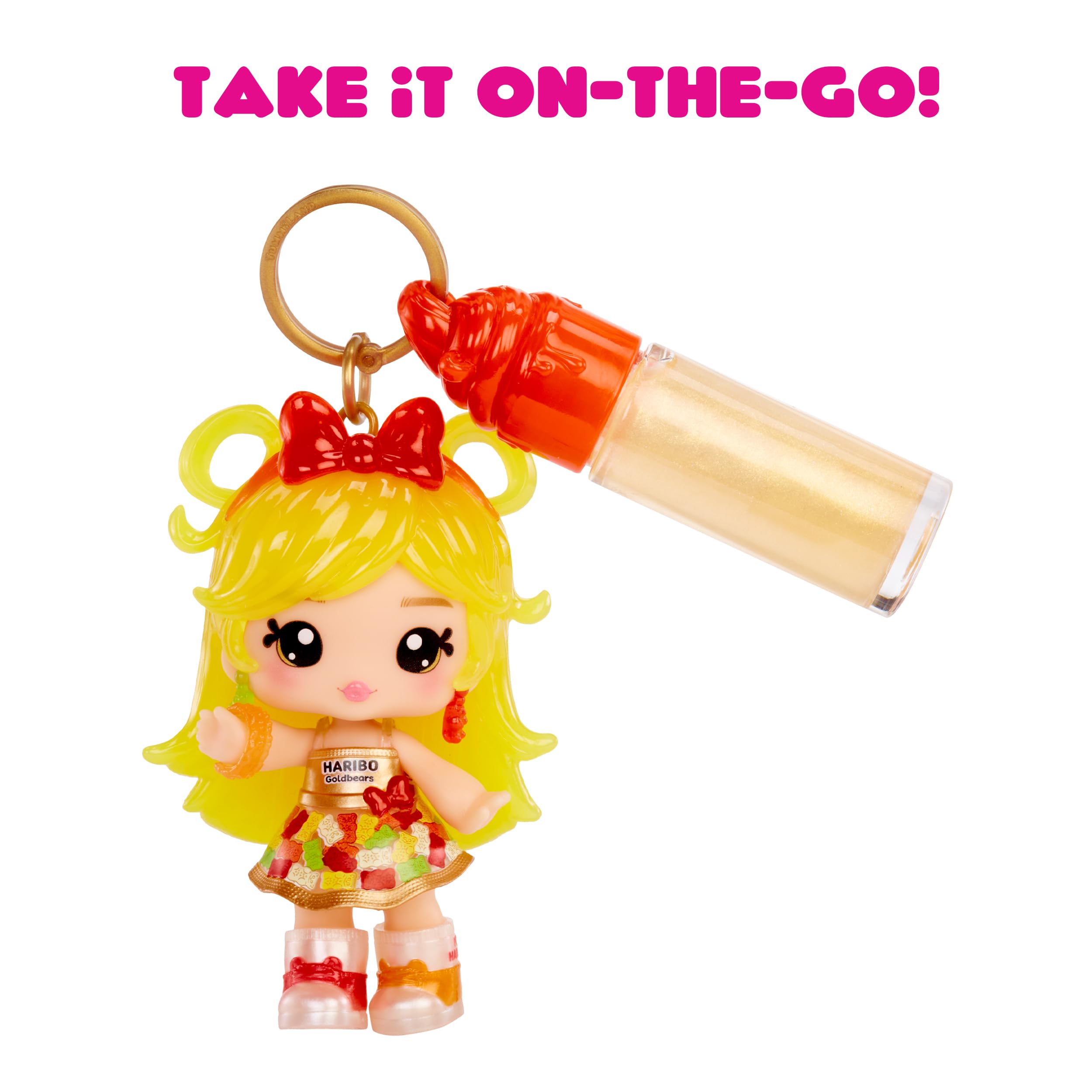 Yummiland x Licensed Sweets Lip Gloss Doll: Haribo Goldbears Includes DIY Lip Gloss + Removable Keychain, Cosmetic Play, Collectible, Ages 4+ - Image 6